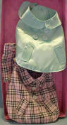 Legally Blonde Clothing Accessories Set 1 -  set of 2 outfits include a pastel aqua silky coat and a pink plaid coat with matching bandana