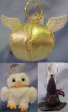 Gund Set of 3 Harry Potter Key Chains - set includes Golden Snitch, Sorting Hat and Hedwig Owl