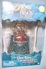 Lord of the Rings Return of the Kings 2003 The One Ring in light up base The Ring is a gold color metal wedding band. It has Elfen Script on the ring. The Resin Box is shaped almost like a King's Crown with fire reaching up to grab The One Ring.