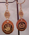 Lord Of The Rings The Two Towers The White Hand of Saruman + - Metal and Leather Key Chain has The White Hand of Saruman on one side and two horse heads facing each other.  1 1/2 inches FOB 3 inch key Chain