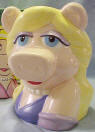 Jim Henson's The Muppets Miss Piggy Bust Figural Ceramic Mug  5 1/2 inches high 5 inches wide at the handle and 7 inches dep