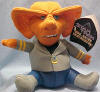 Star Trek Bean Bag Plush Alien Ferengi 6 1/2" - "The Last Outpost Star Trek", The Next Generation, 1987 - The Ferengi are a technologically advanced alien race, orginally from the planet Ferenfinar. Ferengi culture is based on a capitalistic system. The Rules of Acquistion being the cornerstone of their civilization. The Federation made first contact with the Ferengi on stardate 41386.4