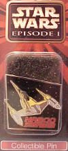 Star Wars Episode 1 Naboo Starfighter Cloisonne Pin 1 1/4 inches wide 1 1/4 inches high