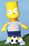 The Simpsons' Bart Simpson Soccer Player  Plush Doll - Comes with free Key Ring.  Bart 8 is on his back.  Soccer ball can be detached.  Bart's shoes have rubber cleats on the bottom. 13 inches