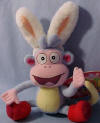 Easter Dora the Explorer's Boots the Monkey with Bunny Ears Plush Clip On - (safe for children over age 3) 8 1/2 inches