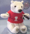 #0262 Coca Cola Football Player Polar Bear Bean Bag Plush 8 inches