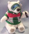 #0265 Coca Cola Skiing Polar Bear Bean Bag Plush 8 inches