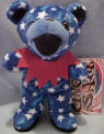 Liquid Blues' Grateful Dead Bean Bear Uncle Sam - quantity produced 67,584 Retired 1/1/00 Born 7/4/84 at Five Seasons Center Tour Memory: I think my coolest Dead memory wasn't even at a Dead show, it was at Saturday Night Live. My friend and I scored tickets to SNL the night the boys were on and played 'Alabama Getaway' and 'Saint of Circumstance'. I had never seen SNL live before and add to that the Grateful Dead. It was a once-in-a-lifetime event that I'll never forget. 7 1/2 inches tall