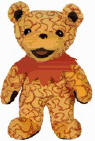 Liquid Blues' Grateful Dead Bean Bear Fire - quantity produced 53,088 / Retired 10/5/00 Born 3/22/90 at Copps Coliseum Tour Memory: I remember the first time I saw all the Spinners. I didn't even know that's what they were really called, but it was the obvious choice. It was really beautiful to see them all moving at once in long dresses to the most beautiful music. They filled up the whole corridor. It was fun walking around and dancing with them as we moved along. I tried spinning a few times, but I just ended up being dizzy. 7 1/2 inches tall