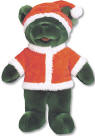 Liquid Blues' Grateful Dead Plush Teddy Bear Nicholas Santa Bear - Birthday 12/26/79 Oakland Auditorium.  A dark green teddy bear dressed in a red with white trim Santa coat and hat.  17 inches high