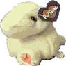 Puffkins Bean Bag Plush Dinky the Yellow Dinosaur - DOB 9/9/97  (light  purple tag)  Dinky loves to dance to move and groove when he gets a chance.  He's got all the latest moves to date, so at the next dance you know Dinky won't be late. &nbsp;(introduced the Fall of 1997 and was the first Puffkin to retire)