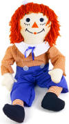 Jumbo Plush Classic Raggedy Andy&nbsp;Rag Doll - Classic doll with button eyes and embroidered facial features. retired in 2004 and safe for ages over 3.  25 inches high