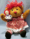Applause Dakin Raggedy Bear with Raggedy Ann -&nbsp;Raggedy Bear is dressed in a red and white checked dress with a her raggedy red hear.  Her white pantaloons peek out from under her dress with red stockings showing.   11 inches
