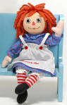 Plush Old Fashioned Raggedy Ann  Poseable Rag Doll - 14 inches high safe for ages over 3
