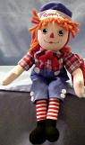Plush Old Fashioned Raggedy Andy  Poseable Rag Doll - 14 inches high safe for ages over 3