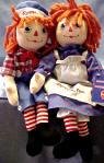Set of Plush Old Fashioned Raggedy Ann & Andy  Poseable Rag Dolls  - 14 inches high each safe for ages over 3