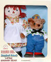 Limited Edition Storybook Rag Doll Raggedy Ann and Little Brown Bear - Raggedy Ann Storybook Friends with Ann and Little Brown Bear. Ann has red hair and button pie eyes, patterned after the old Exposition style. Also includes Little Brown Bear. Comes in a hand numbered window box with storybook illustrations as shown. Limited to an edition size of 2,100, with only 1,000 to be sold in the U.S. Distributed by AXCIS, Inc. Ann measures 13" tall, and Little Brown Bear measures 9" tall.