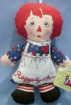 Raggedy Ann Bean Bag Plush Ornament - she has a hook loop on the top of her head to hang on the tree 7 1/2 inches high