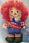 God Bless America Raggedy Andy Mini Plush with 80th Anniversary Special Tag 6 1/2 inches