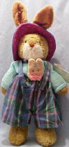 Russ Berrie Easter Plush Boy Bunny in Overalls   16 1/2 inches