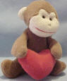 Russ Berrie Plush Love Monkey with Red Heart safe for children 4 1/2 inches