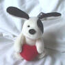 Russ Berrie Plush Black and White Puppy with Red Heart  3 1/2 inches