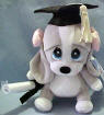 Graduation Sad Sam's Honey with Personable Diploma - Honey's diploma can be personalized!  She has a black cap with white tassel. 7 1/2 inches