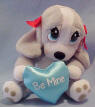 Sad Sam's Honey Valentine's Day Be Mine - blue satiny heart pillow  6 inches high