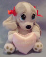 Sad Sam's Honey Valentine's Day Sweetheart - pink satiny heart pillow  6 inches high