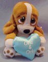 Sad Sam Valentine's Day One & Only - blue satiny heart pillow  6 inches high