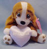 Sad Sam Valentine's Day Sweetheart - purple satiny heart pillow  6 inches high
