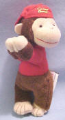 Gund Curious George Clip On - His arms have a spring in them so you can clip him on your shirt or mirror or almost anywhere you wish.  5 inches