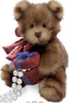 Gund Merrie Hollyday - an adorable minklike Teddy Bear with a velvety burgundy gift box (pearls not included) that will hold small items.  (safe for ages 3 and up) 9 inches