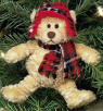 Gund Manni Golden Brown Teddy Bear with Hunters Cap and Scarf Ornament 6 inches