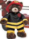 Gund Fire Fighter Fireman Firemen Brown Teddy Bear in Black Coat and Red Fire Hat  11 inches