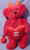 Russ Berrie Plush Dante Red Devil Bear with Heart Medium 13 1/2 inches