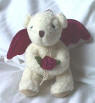 Russ Berrie Angel Teddy Bear Sitting with Velvety Wings and Rose 4 inches