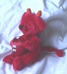 Russ Berrie Plush Dante Red Devil Bear with Heart Small  8 1/2 inches