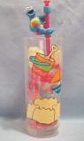 Sesame Street Cookie Monster Sipper Glass with Straw (plastic)  6 inches high 2 1/2 inch diameter