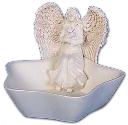 These beautiful angel bowls are the perfect dish to hold candy or trinkets. The side is adorned with a figural angel.