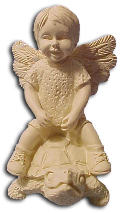 Mountain of Angels Figurine Slow Poke Angel Boy Riding Turtle Mountain of Angels Figurine Slow Poke Angel Boy Riding Turtle