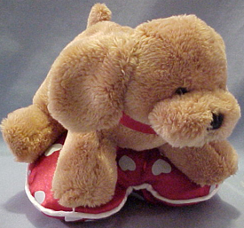 Valentines Plush Labrador Retriever on Heart shaped Pillows