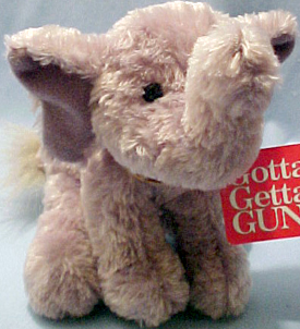 Adorable cuddly soft elephants from palm size to large stuffed animals in many shades of gray as well as purple and pink.