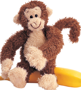 Gund Yoga Brown and Cream Monkey Stuffed Animal Gund Yoga Brown and Cream Monkey with Sound - monkey sound mechanism inside the cuddly soft plush monkey. - touch and close fasteners on hands and feet - safe for children