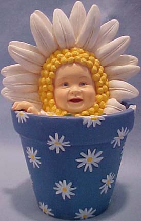 Anne Geddes, the world known baby photograph, inspired Enesco to produced the Flower Pot Babies Figurines. Find adorable babies dressed as sunflowers, daisies and teddy bears sitting in flower pot figurines.