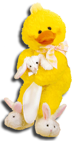 Cute plush stuffed animal ducks. Choose from cuddly soft floppy ducks to bright yellow ducks in bunny slippers!