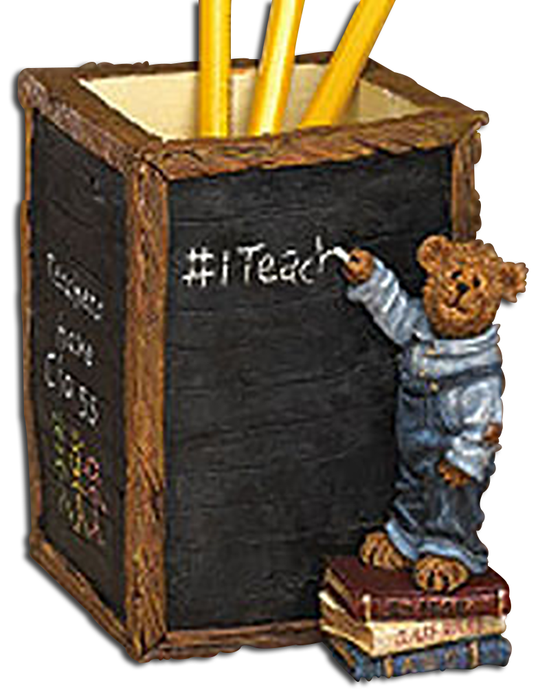 Boyds accessories are the perfect compliment to any Teddy Bear Collection. The perfect teacher appreciation gift ideas is this teddy bear pencil holder with little bear writing on the chalkboard.