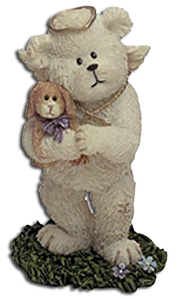 Boyds Lil Wings Bunnyluv Angel Bear with Bunny Rabbit Easter Figurine Boyds Lil Wings Bunnyluv Angel Bear with Bunny Rabbit Easter Figurine - introduced Spring 2003 and has been retired - A soft, fluffy friend to hold and luv! Bunnyluv has caught an Easter rabbit and enjoys its warm fur against his heart. A great gift for an animal luver! - Quote on bottom of figure: "A friend is what the heart needs all the time." - Henry Van Dyke
