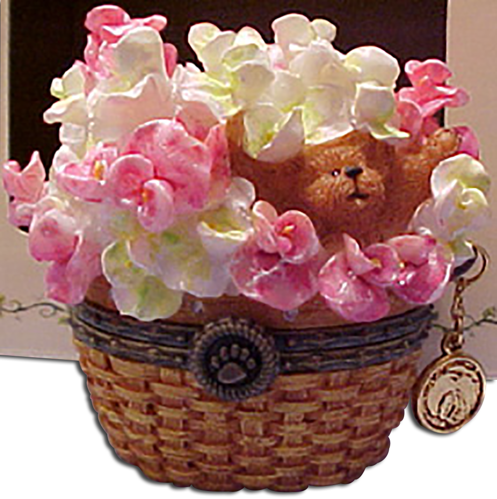 Boyds Beary Blossom Treasure Boxes is no exception. Adorable basket figurines filled with flowers that represent each birthday month.
