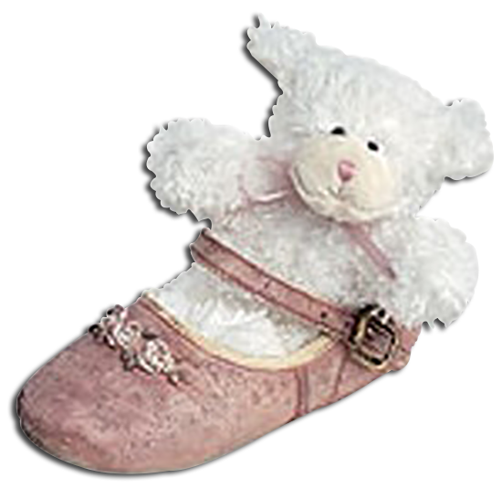 Boyds Mini Plush Bears in Shoes are adorable plush lambs sitting inside of cold cast resin shoes. The shoes are very detailed and realistic!